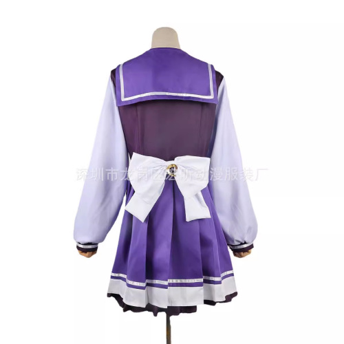 Horse Girl Cosplay Costume with White Makun in Sailor Uniform for Female Student of Tresen Academy, Anime Performance Outfit