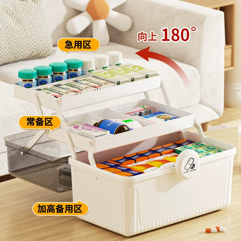 Multi-layer Medicine Storage Box, Plastic Large-Capacity Organizer for Dormitory and Home