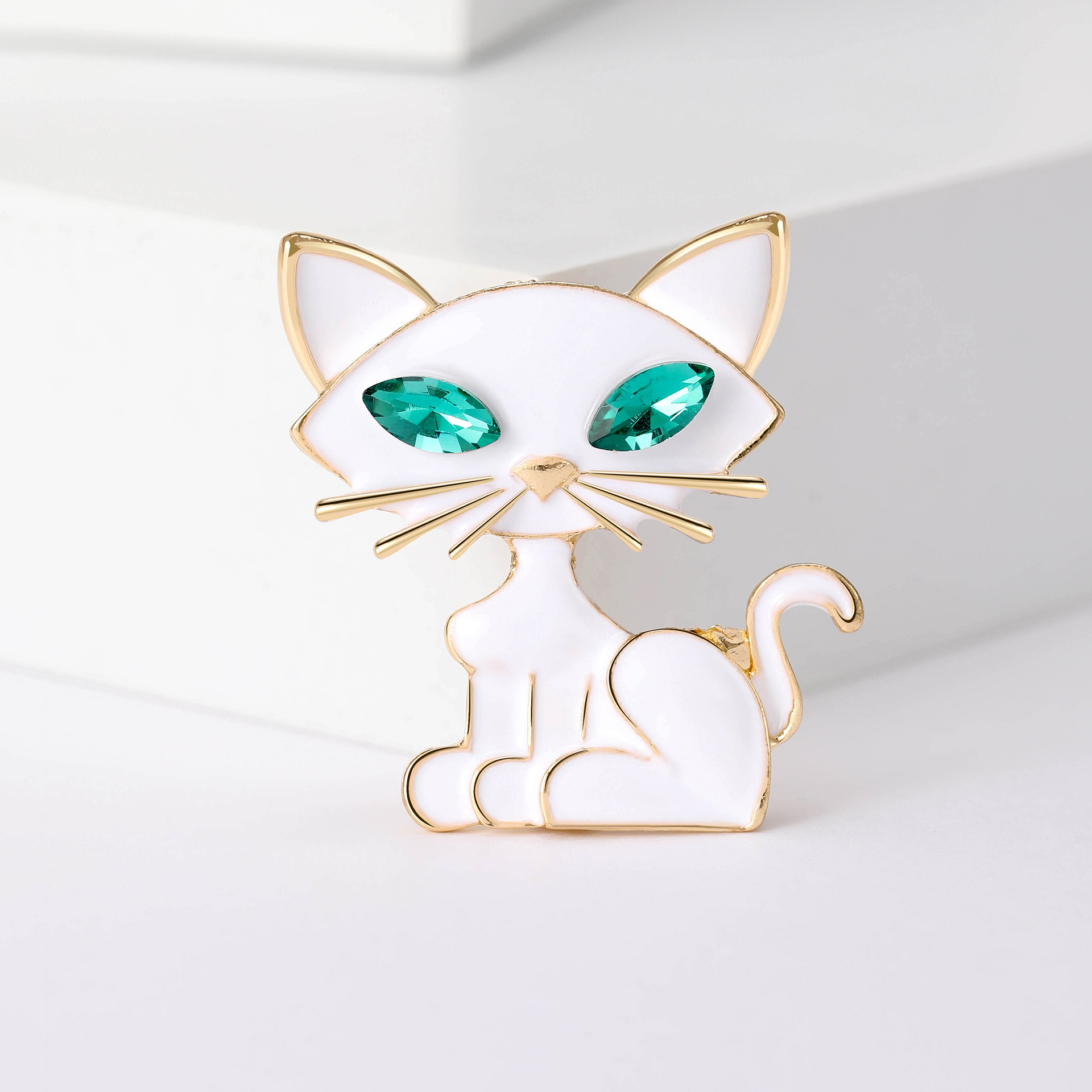 Cat Pattern Cute Pin Cat Alloy Enamel Inlay Glass Women's Brooches