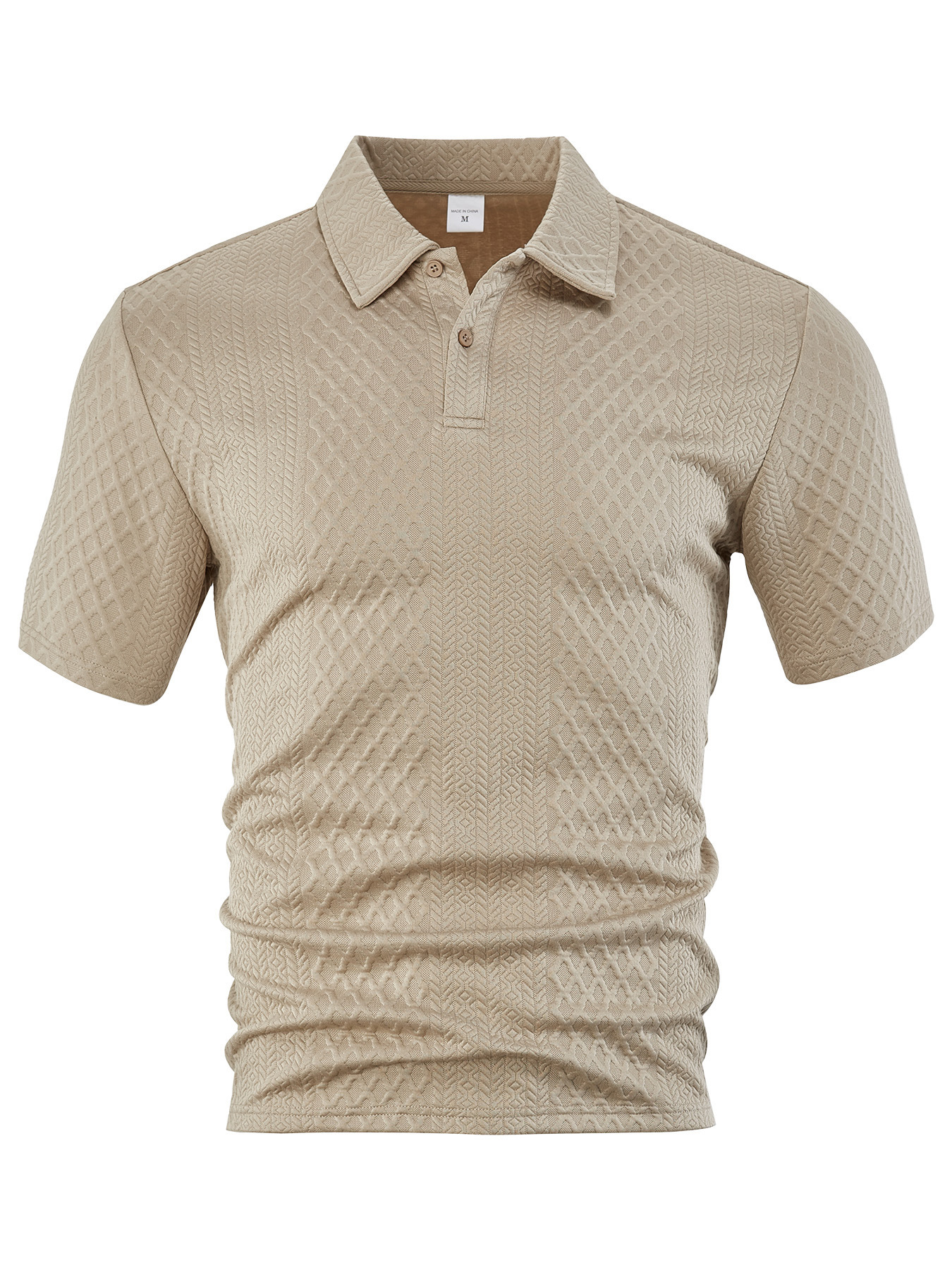 Europa y Estados Unidos ropa de hombre transfronteriza verano delgado relajado transpirable casual Jacquard de color sólido con solapa de manga corta camisa polo de hombre image 10