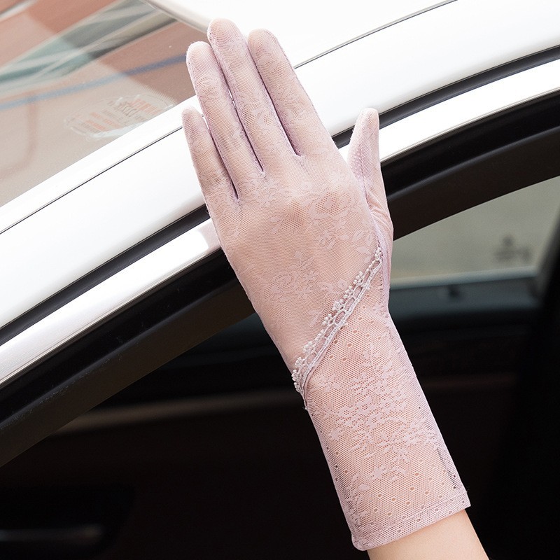 Guantes de protección solar de primavera y verano encaje ligero transpirable pantalla táctil guantes de las mujeres conducción transpirable al aire libre protección solar guantes de montar guantes