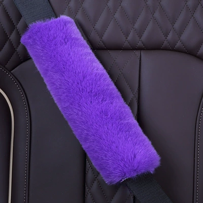 Seat belt shoulder pad – thickened Plush Backpack shoulder strap cover - purple-25cm