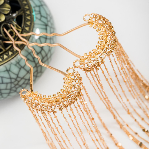 Hanfu hair accessories hairpin step rocking hairpin women's ancient style headwear Han element fairy spirit long tassel hairpin 19.9GF058