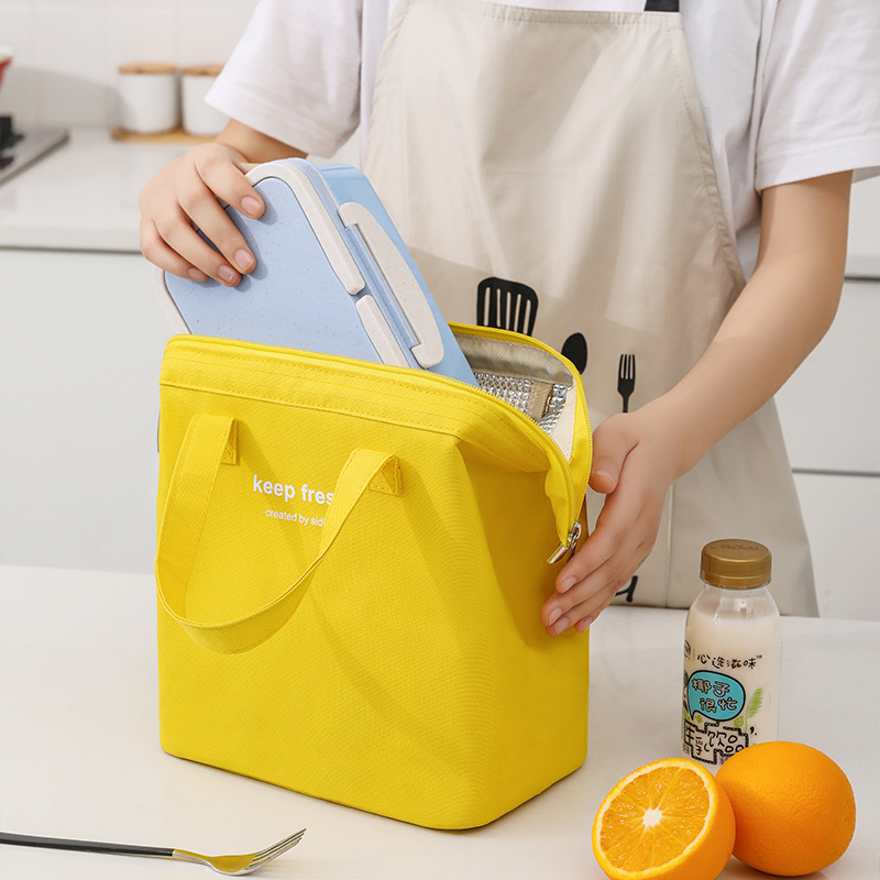 Steel frame lunch bag with large capacity ice bag, thick insulation and preservation bag for office hand-held rice box bag, Oxford cloth lunch bag
