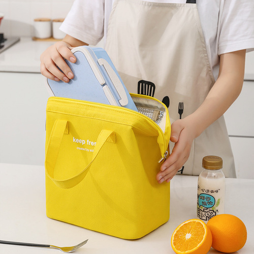 Steel frame lunch bag with large capacity ice bag, thick insulation and preservation bag for office hand-held rice box bag, Oxford cloth lunch bag