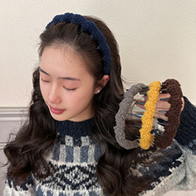 复古带齿毛绒发箍女高颅顶头箍新款秋冬简约气质防滑外戴发卡发饰