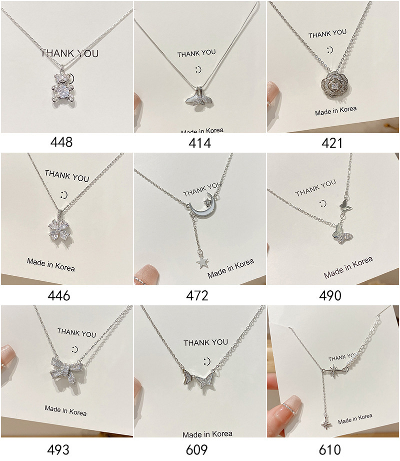 Fashion Bow Knot Titanium Steel Inlay Zircon Pendant Necklace 1 Piece display picture 2