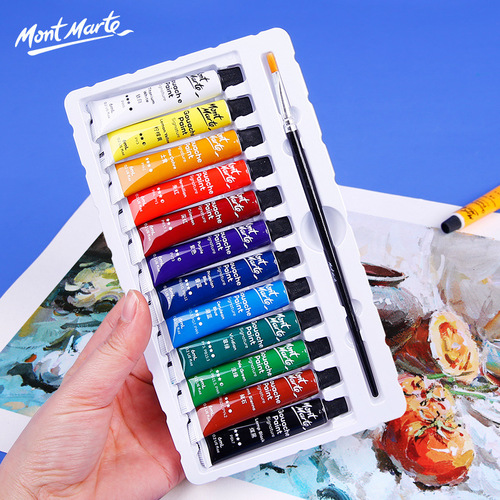 Montmartre gouache paint set manufacturer wholesale children's paint 12 colors acrylic painting paper pen 6ml gouache paint