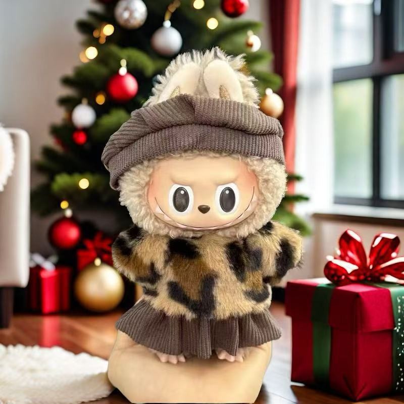 Nuevo conjunto de ropa y gorro de peluche con cara de "Sugar Glue" para muñecas, colgante de peluche, juguete Labuba, amuleto para bolso.