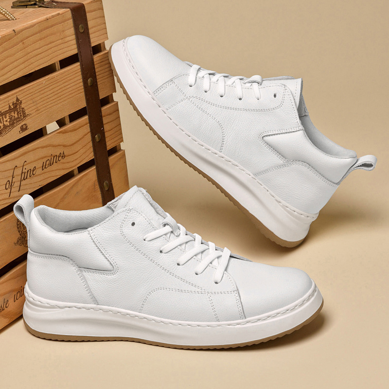 Men's Thick-soled Cowhide Casual Shoes With Warm Plush Lining_voghion.com