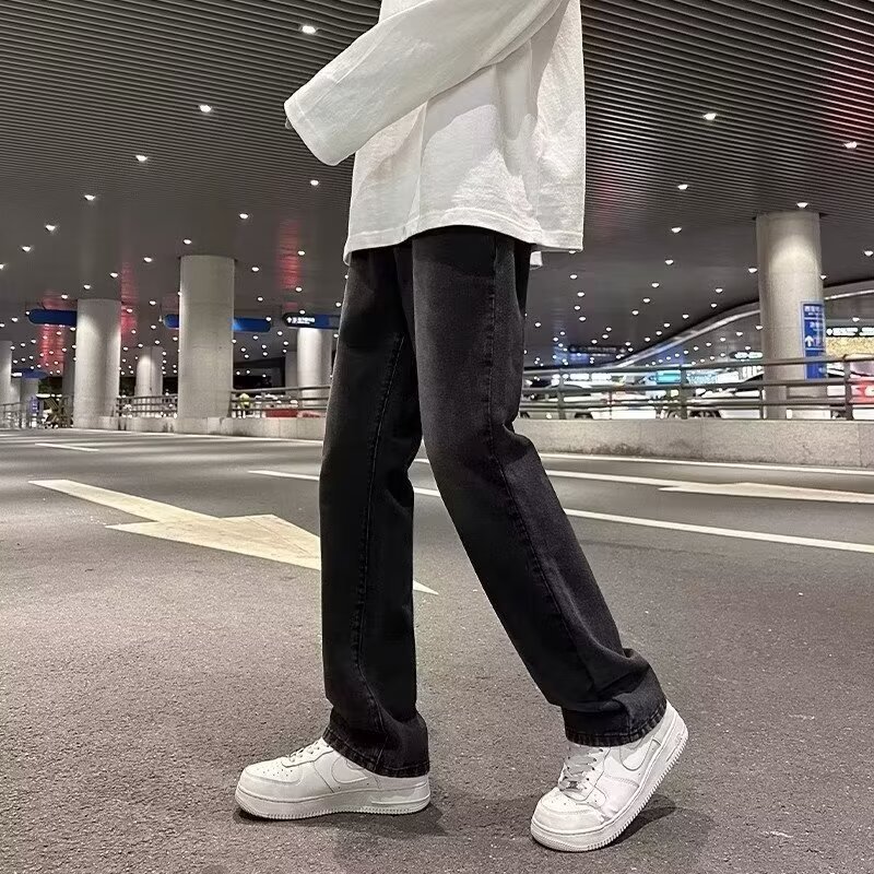 Vaqueros guapos de todo fósforo de la calle americana pantalones holgados de hollín casuales rectos para hombres