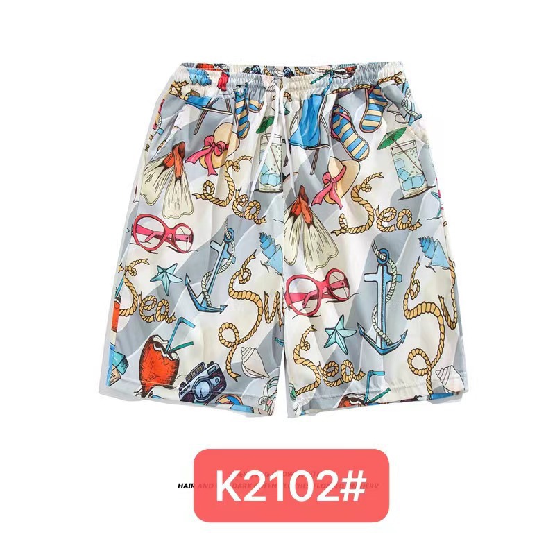 Pantalones de playa de los hombres retro de la pareja Vacaciones de aguas termales anti-vergüenza quinto pantalones ropa exterior pantalones cortos de playa de verano hombres