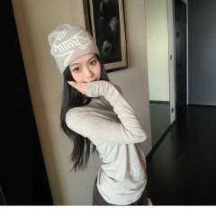 Xzichic叠穿长袖T恤女袖口指洞秋季圆领显瘦轻薄棉上衣打底衫