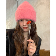 美翻！一秒温柔~显白柔软仿兔毛毛线帽女冬百搭显脸小毛毛针织帽