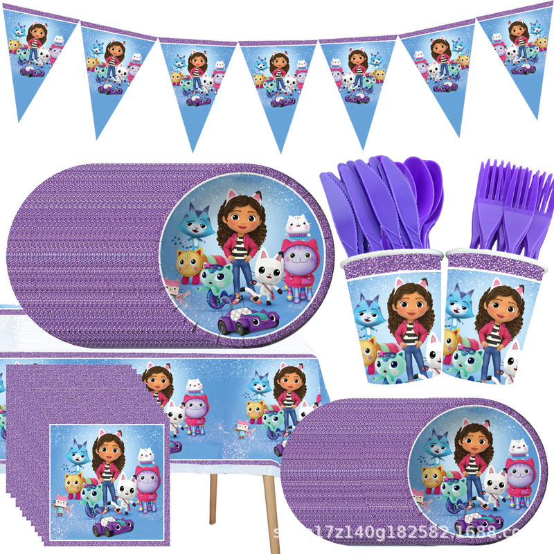 Gaby's Doll House Birthday Party Decoration Doll Party Supplies Paper Tray Tissue Paper Cup Tablecloth Candy Box
