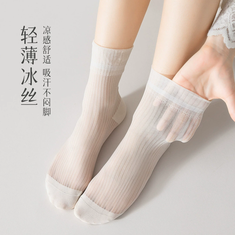 Autumn glass summer thin breathable socks, mid-length