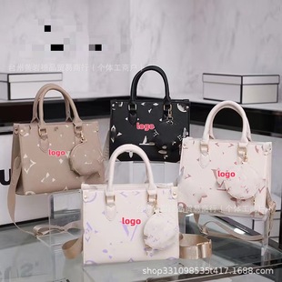 Cross-border 2025 New European and American Jungle Tote Bag Printed Shopping Bag Fashion Shoulder Handbag Old Flower Letter Bag