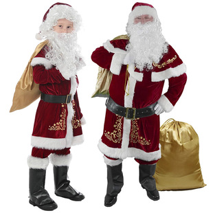 M-6XL men's Santa Claus costume adult plus size Christmas role play parent-child outfit stage performance clothing