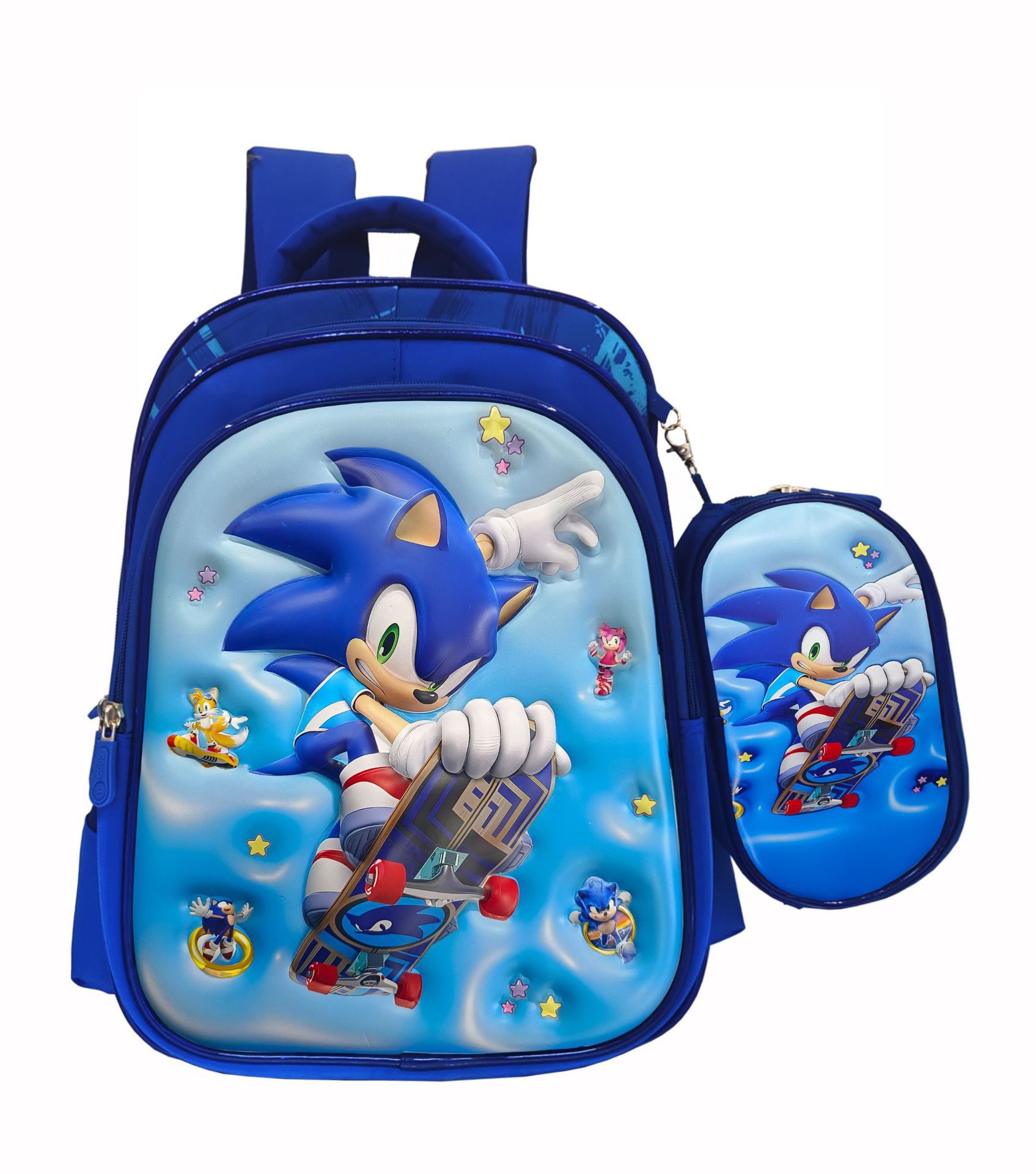 Juego de mochila escolar de nailon de tres piezas, mochila infantil para estudiantes de primaria, mochila ligera con ruedas, lonchera bonita