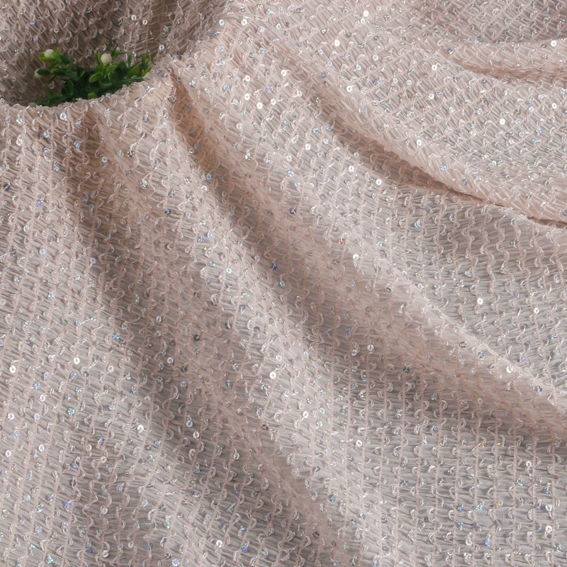 Шифоновой тканый материал, эластичные ногтевые sequins, платье, стиль Chanel, 3 мм