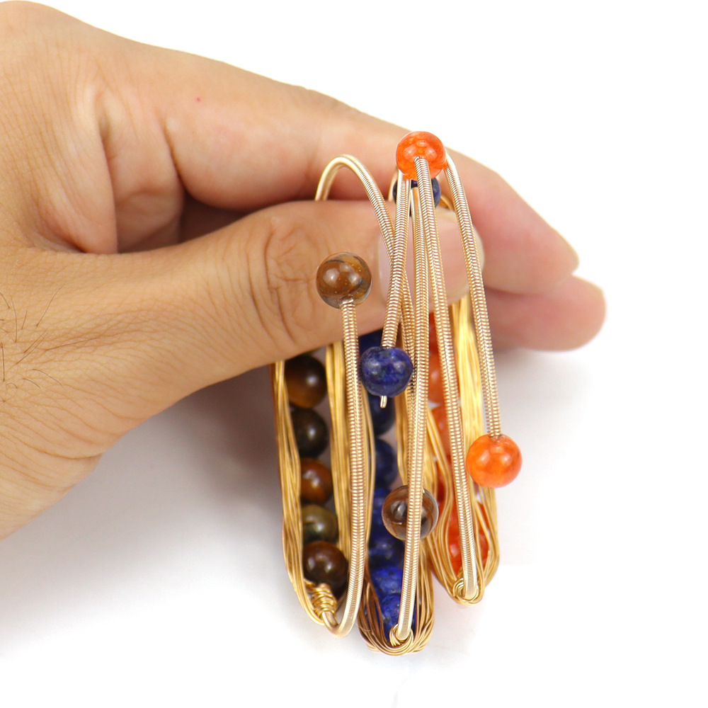 Fashion Geometric Copper Plating Natural Stone Bangle 1 Piece