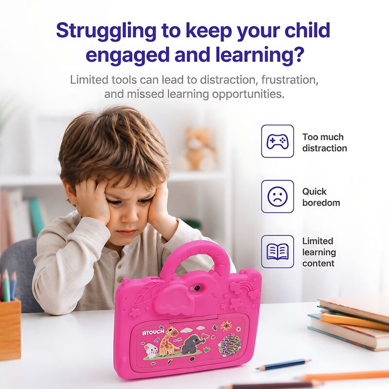 7inch Plastic ATOUCH Children's Tablet PC, Five-Core Android 15, HD Screen, Dual Camera, 4000mAh, WiFi5
