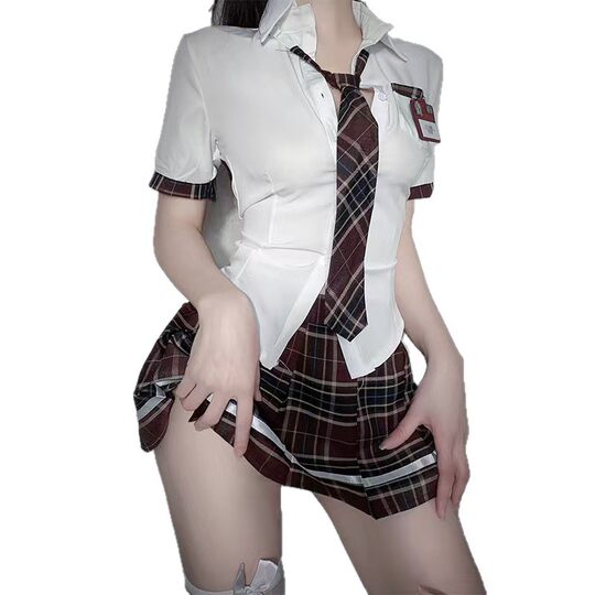 Bai Ling's New Sexy Intimates Jk Uniform Preppy Style Slim Sexy Internet Celebrity Sexy Student Outfit Ultra Short Pleated Skirt