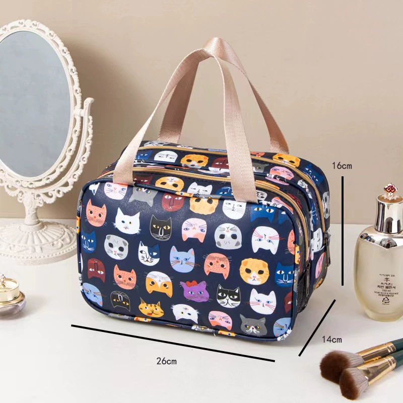 Cosmetic bag, handheld capacious shoulder bag, organizer bag wet and dry separation for traveling