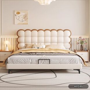 New American Style Cookie Bed Children's Bed Boys and Girls Cream Style Leather Bed Puff Soft Bag Internet Celebrity Princess