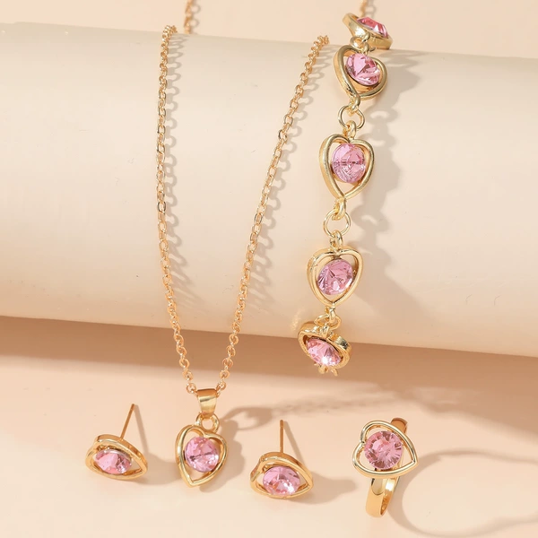 Pink Diamond Peach Heart Set