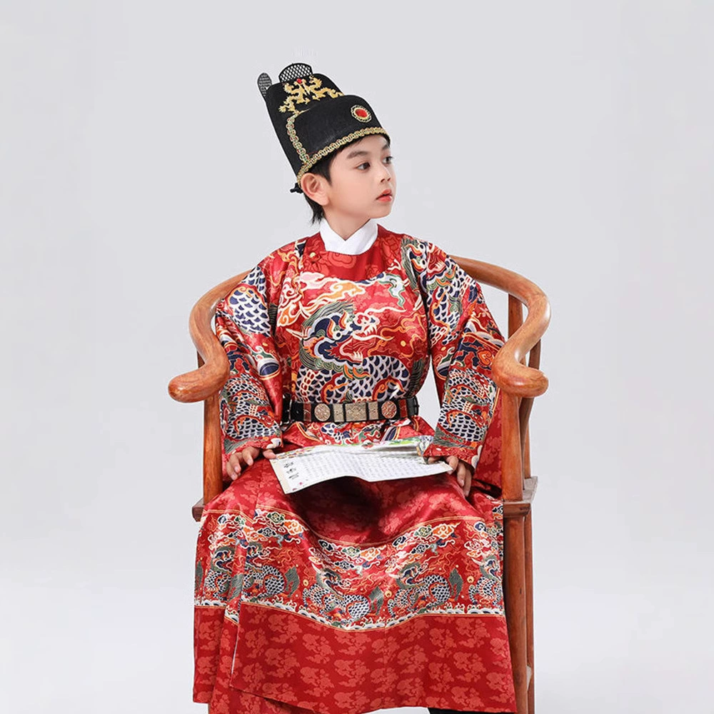 Детский император Ханфу мальчик с круглым вырезом