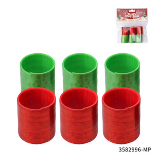 Christmas Bronzing Rainbow Ring (Pack of 6) Spring Ring Pvc Wonderful Ring Gift (for Export Only)
