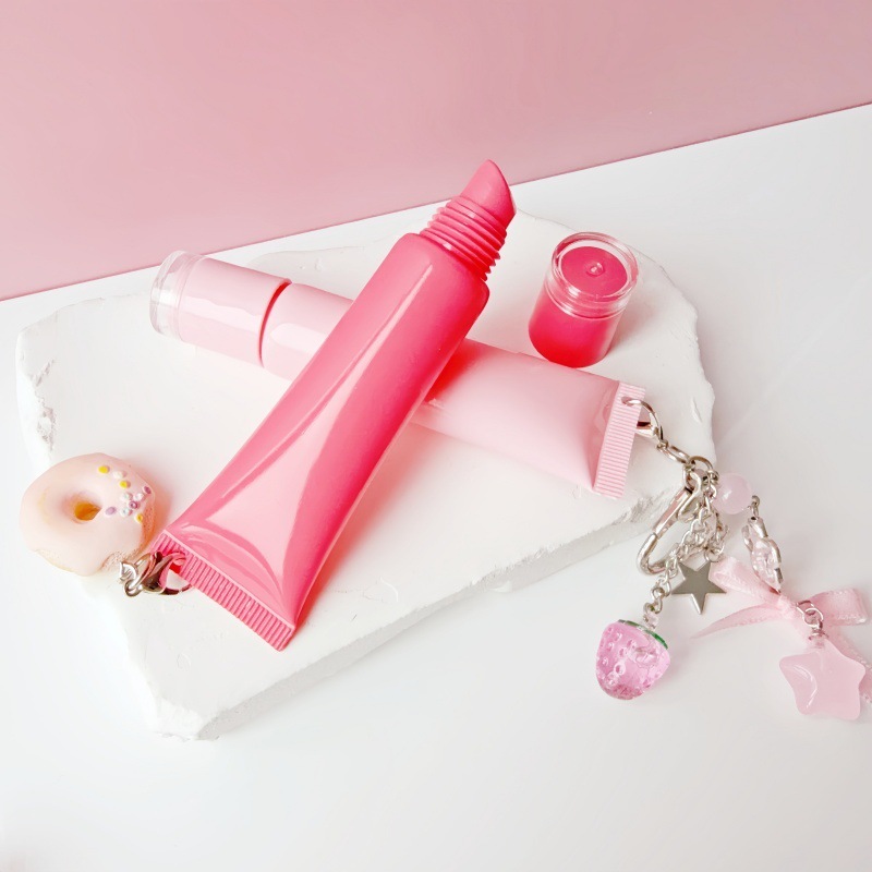 リップグロス用チューブ 8ml/15ml ピンク色 在庫あり 穴あき チェーン付き ペンダント付き 化粧品容器 アイクリームサンプル|undefined