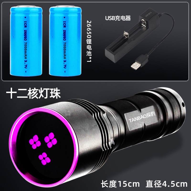 Twelve-core purple light - high power [gift box + charger + two sections of 26650]