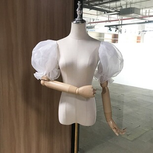 European and American short mesh sleeve pure white ivory elastic shoulder sleeve arm covering thin hand sleeve women's accessories