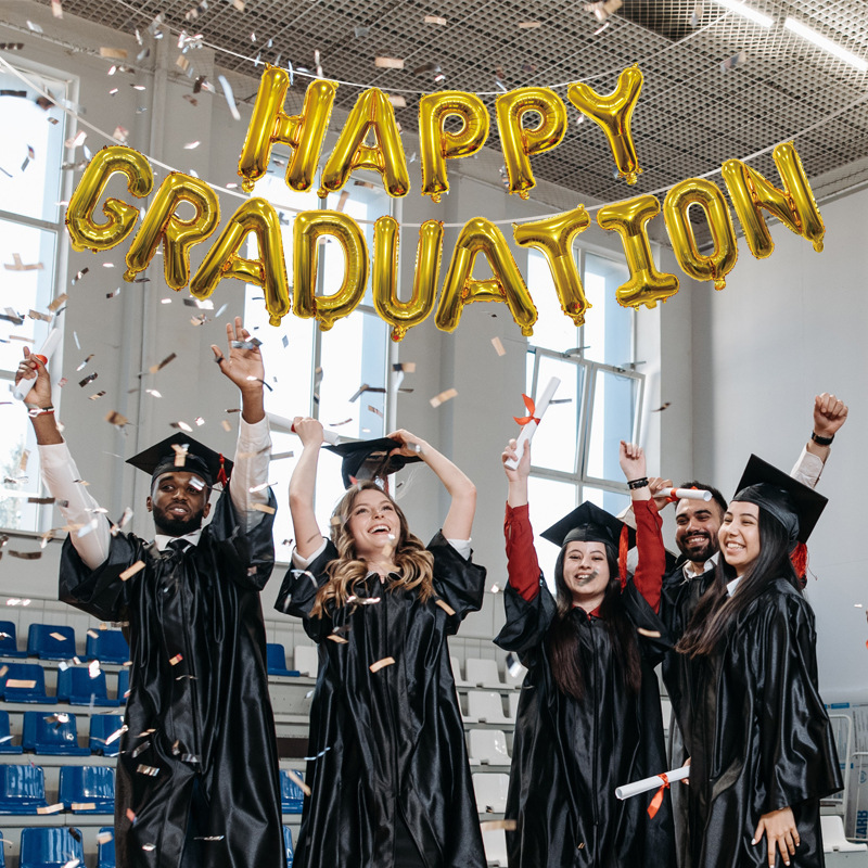 English Graduation Season Happy Graduation Aluminum Foil Balloons Happy Graduation Set Atmosphere Decoration Balloons