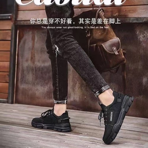 New Men's Slip-Resistant Work Shoes, Durable, Sporty, Casual, Black Trendy Board Shoes, Breathable, Spring Safety, Waterproof