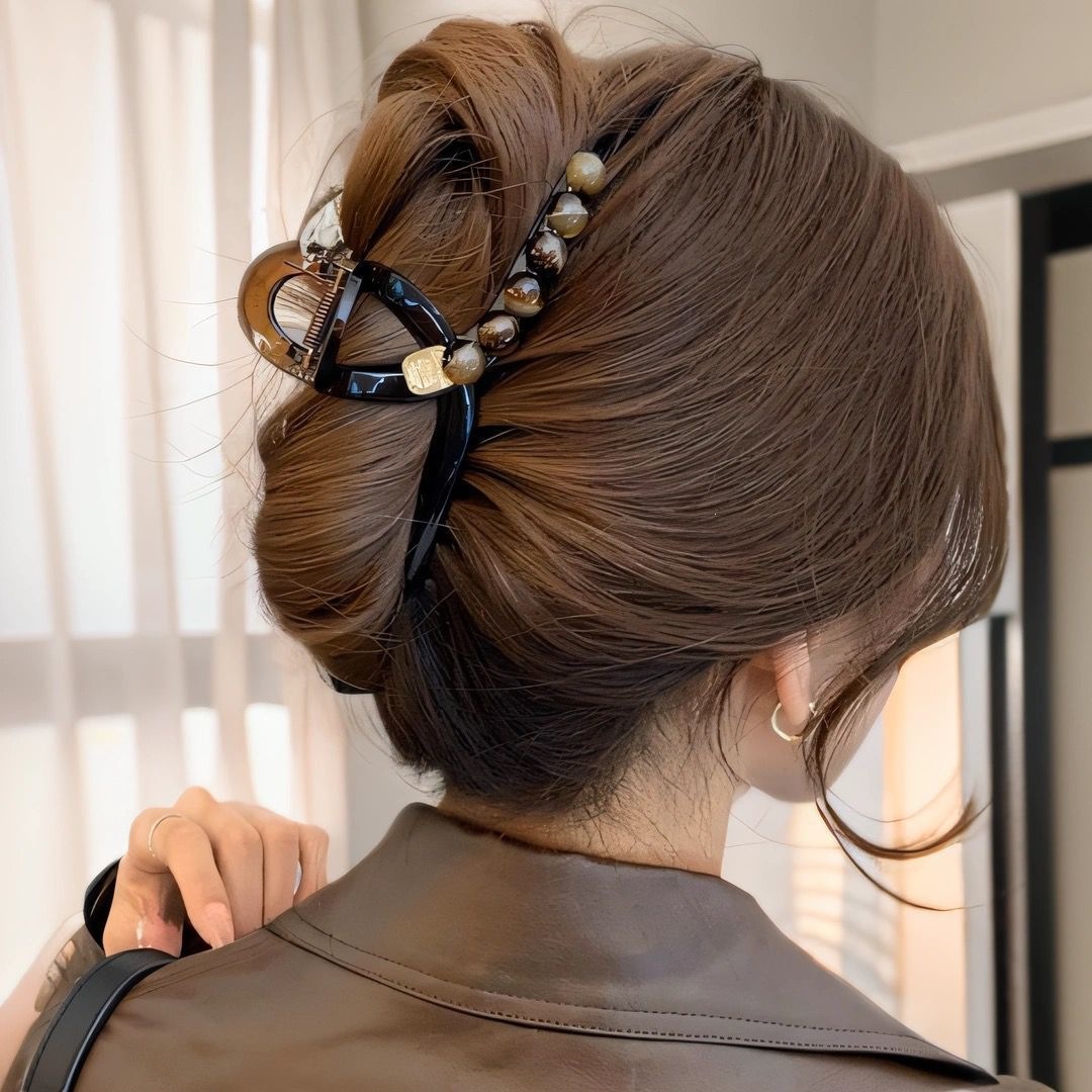 Satín de alta sensación, arco negro grande, clip de tiburón, toque de cabeza, clip de nube, clip de agarre, clip de cabello, tarjeta de cabello de mujer