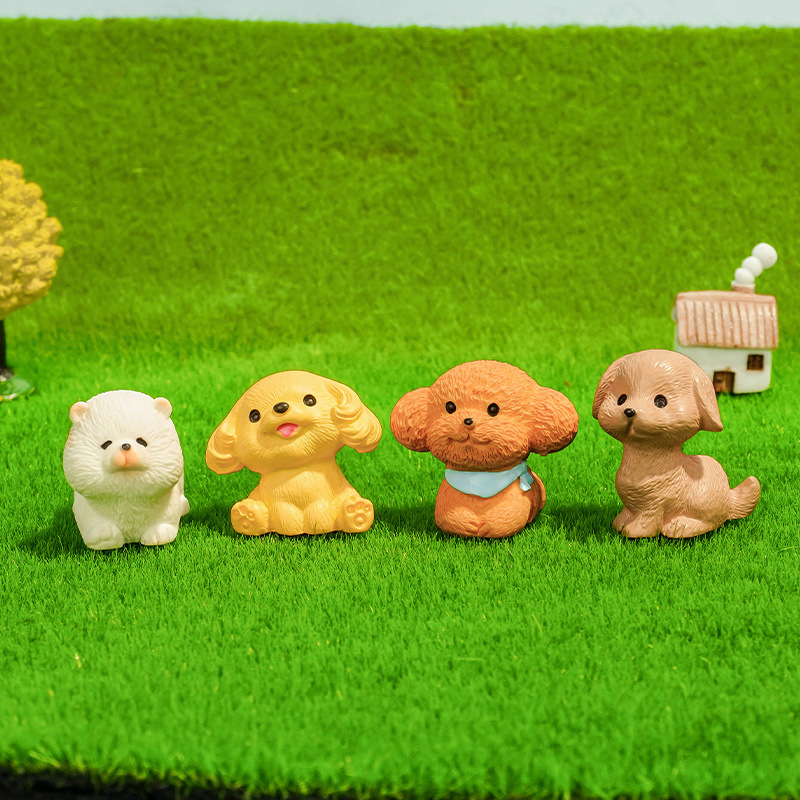 Micro paisaje decoración de resina cachorro animal muñeca de escritorio coche de dibujos animados muñeca pequeña decoración accesorios de manualidades