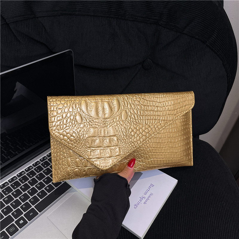 Moda de color sólido alta textura bolsa de cena de mujer nuevo otoño cocodrilo temperamento casual bolsa de mano versátil
