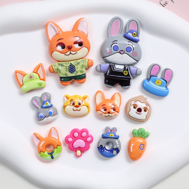 Resin Accessories DIY Hair Accessories Hair Clips Phone Case Stickers Cartoon Glossy Animal Clog Shoe Decorations Shoe Charms Wholesale