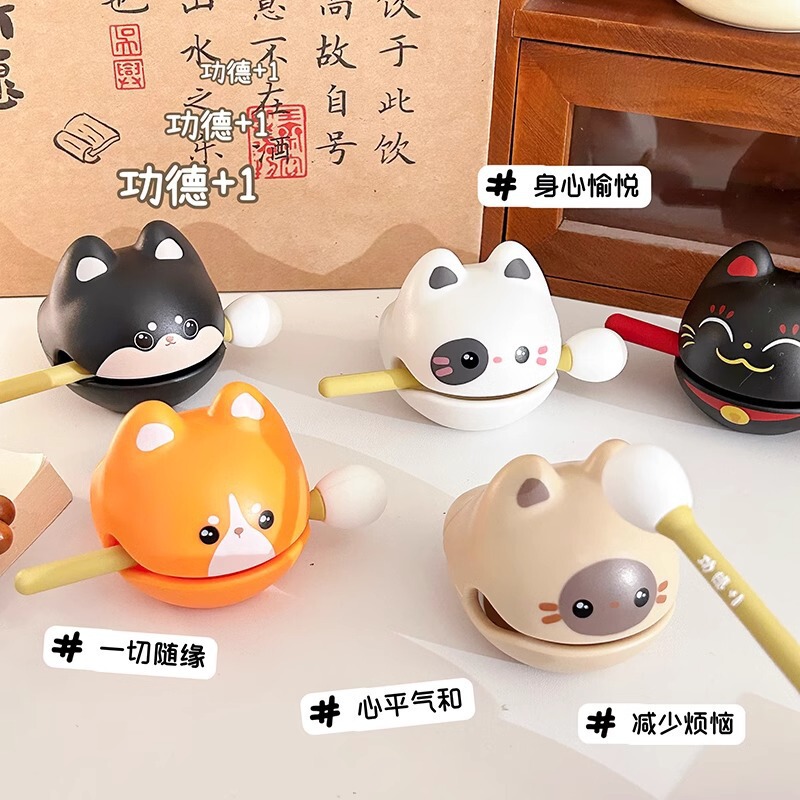 創造的な減圧ノック仏の功徳 + 1 小さな木魚デスクトップ装飾品子供のおもちゃホリデーギフトドロップシッピング|undefined