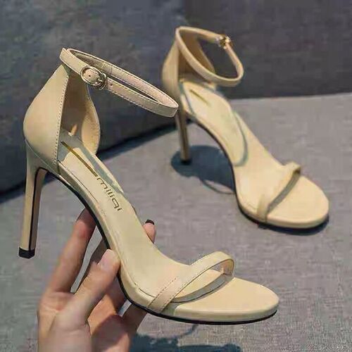 Sandals women's 2025 summer new style, one button belt, fine heels, open-toe, net red high heels, all-matching fairy style, ins trend