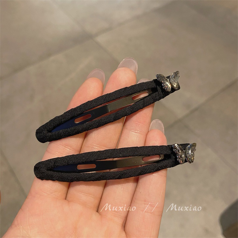 Fermaglio bb per capelli in tessuto nero stile coreano_voghion.com