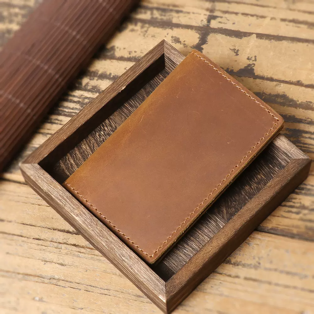 境外热款复古牛皮钱包男工厂批发疯马皮短款头层牛皮钱夹美金皮夹
