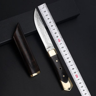 High-value Damascus Outdoor Camping Knife Barbecue Knife Carry-on Multi-use Wooden Handle Super Hard Sharp Fruit Knife