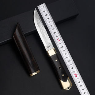 High-value Damascus outdoor camping knife and barbecue knife carry with you. Multi-purpose wooden handle super hard sharp fruit knife