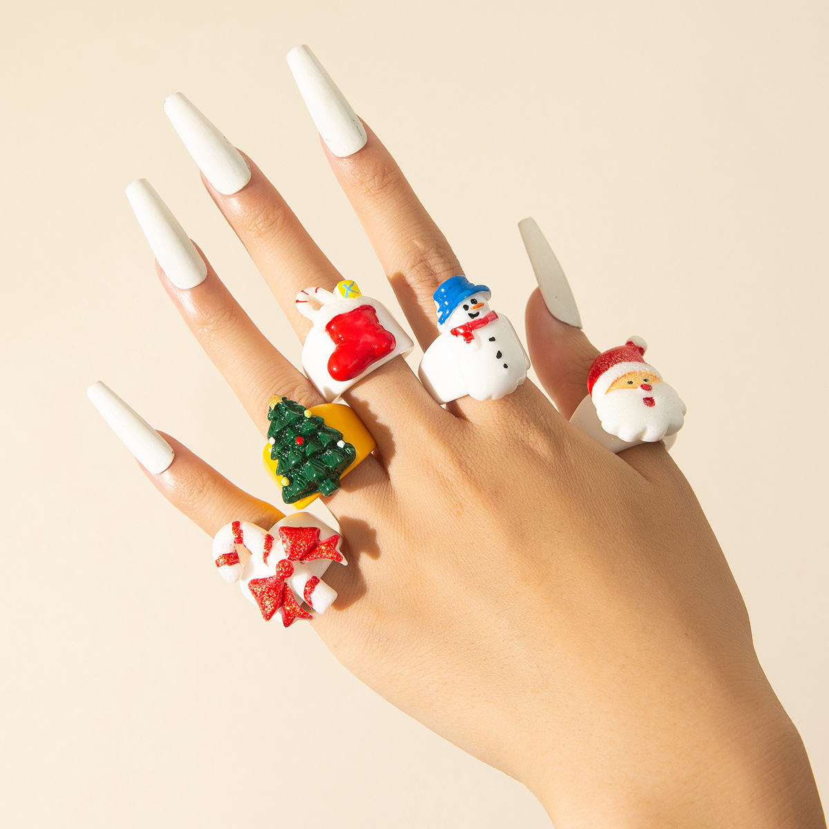 26g Weight Rings Classification Cartoon Style Santa Claus Resin Christmas Unisex Rings