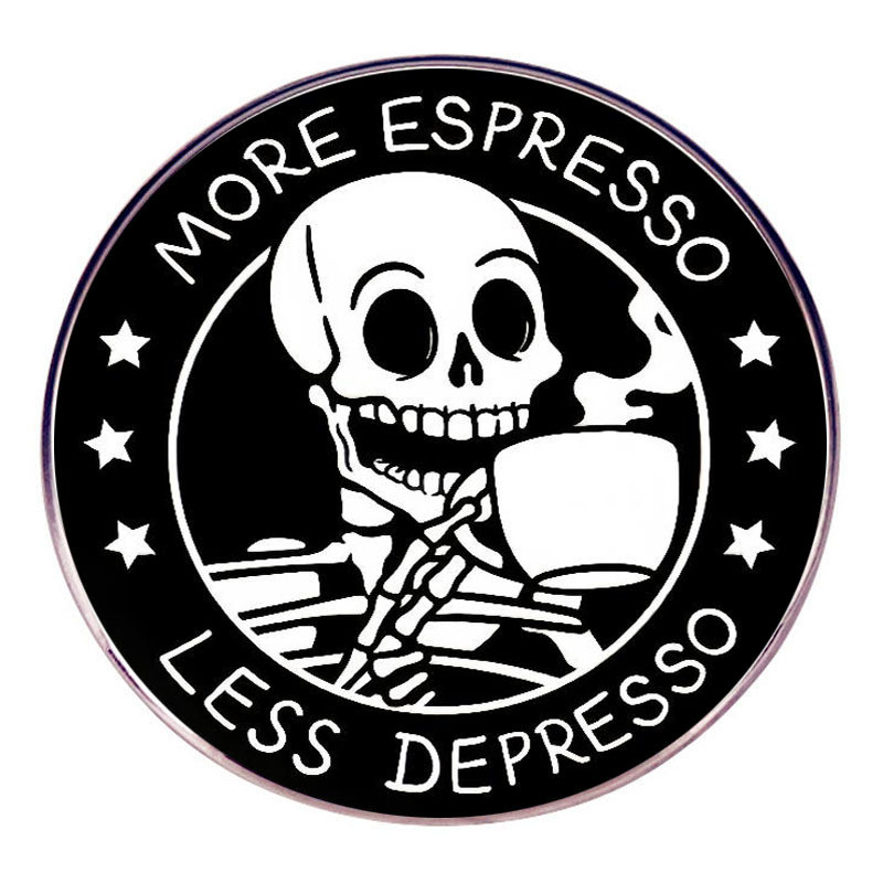 Coffee Is Thorn, the More Pressure Is the More Small Brooch, Skull Coffee Pin, Badge, Metal Alloy Badge Accessories