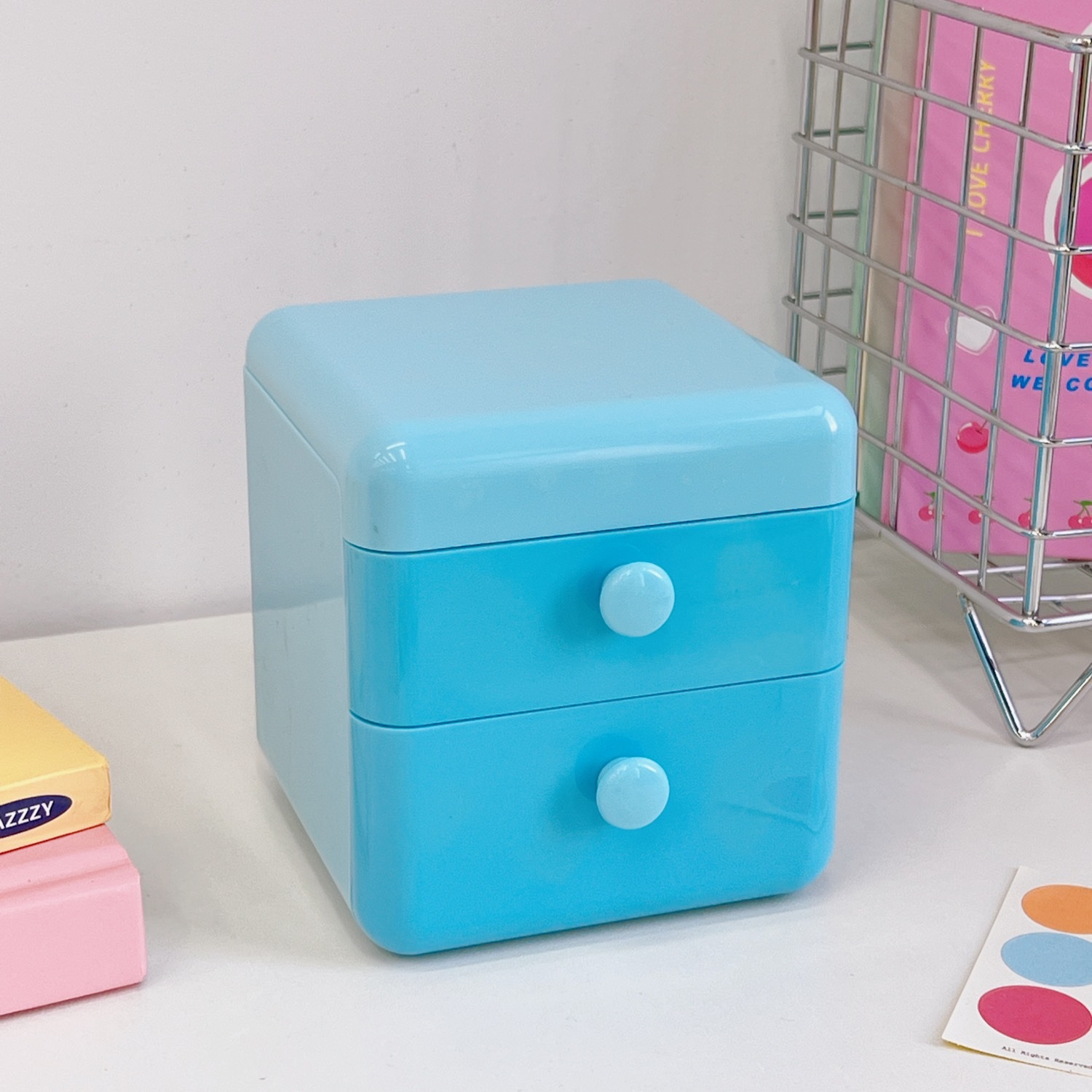 Creativo lindo escritorio caja de almacenamiento cajón de plástico Oficina hogar caja de cosméticos estudiante organizar caja de almacenamiento